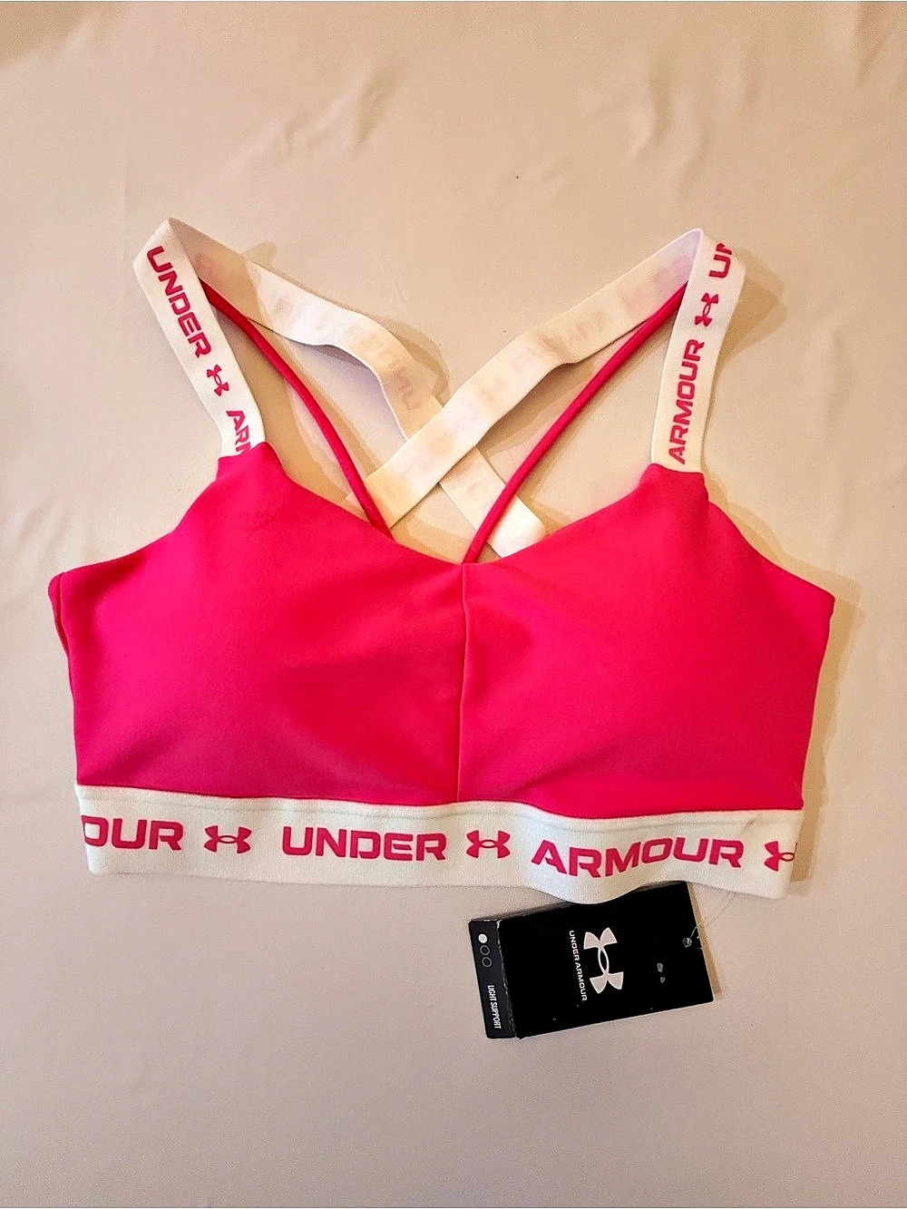 Under Armour Crossback Mid Sports Bra Pink Large